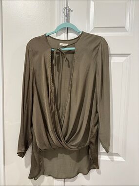 Urban outfitters silence + noise Olive Green V-Neck Blouse